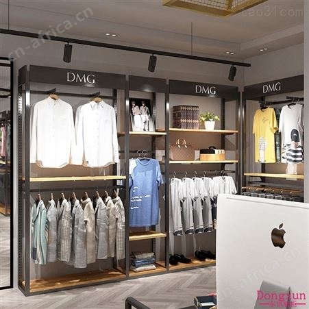 不锈钢电镀男女服装店展示架金色烤漆铁管男装货架挂衣服架子网红服装展示柜定制展柜厂