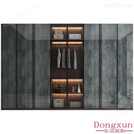 轻奢亮光玻璃门衣柜定制 全屋定制意式高档家用卧室衣橱衣帽间定做