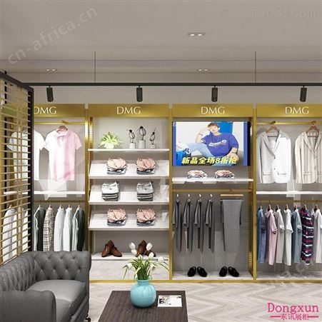 不锈钢电镀男女服装店展示架金色烤漆铁管男装货架挂衣服架子网红服装展示柜定制展柜厂