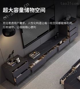 别墅酒店客厅岩板电视柜茶几组合 现代简约轻奢茶几极简意式客厅地柜边柜定制家具厂