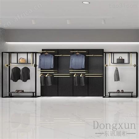 高档品牌男装店专用展示架 落地式黑色时尚潮牌店挂衣服架子 服装展柜  男装展柜   服装展示架 服装展柜厂