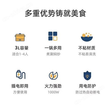 格卡诺（GKN） 电煮锅家用宿舍锅耐用易洗料理锅多功能锅不粘锅