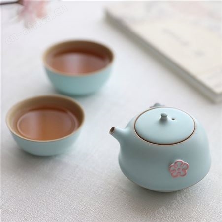 陶瓷茶杯 便携旅行 户外旅游家用茶具套装 万仟堂一壶二杯情侣