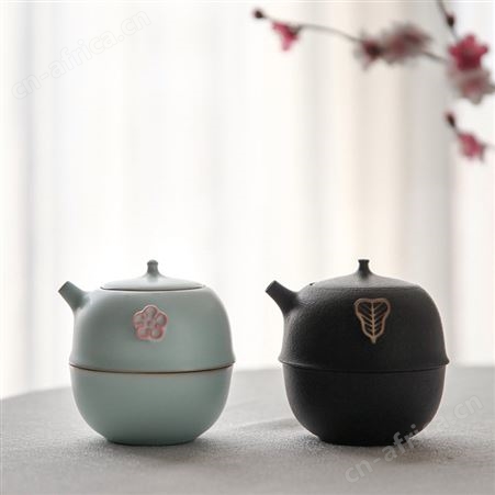 陶瓷茶杯 便携旅行 户外旅游家用茶具套装 万仟堂一壶二杯情侣