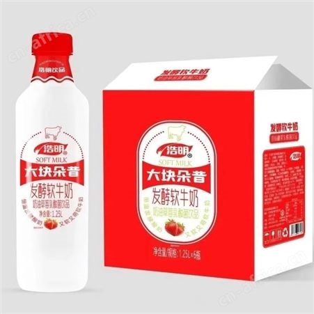 浩明牛奶草莓味大块朵昔发酵乳酸菌饮品招商瓶装代理1.25L