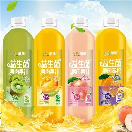 增健益生菌芒果味果肉果汁发酵复合果汁饮品1.5LX6瓶招商