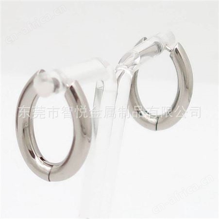 不锈钢椭圆光面耳圈时尚简约流行钛钢耳环半成品配件批量在线订购