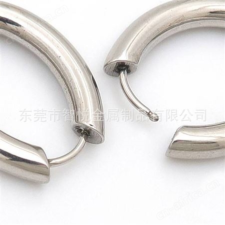 不锈钢椭圆光面耳圈时尚简约流行钛钢耳环半成品配件批量在线订购
