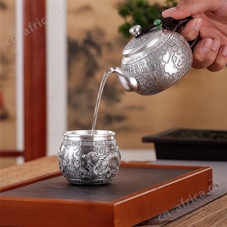 银杯子999纯银主人杯手工双层隔热功夫茶杯子防烫品茗杯茶具