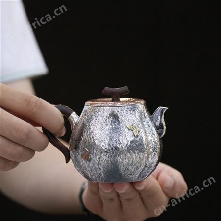 南瓜小银壶纯银999手工中式家用高档功夫茶具泡茶壶足银茶壶送礼