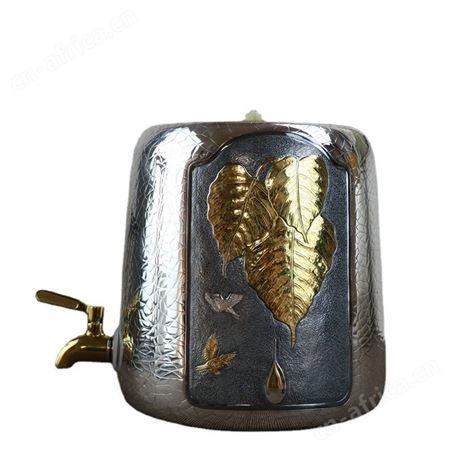 纯手工999纯银储水缸净水桶家用银器工艺品摆件茶道银茶器茶叶罐