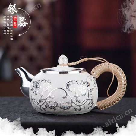 银壶泡茶壶纯银999烧水壶 纯手工茶具足银茶道家用煮茶银茶壶