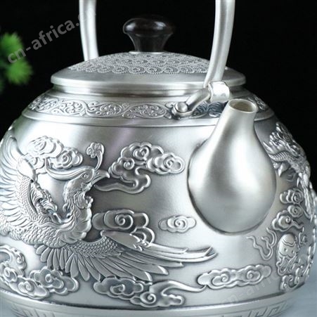 龙凤呈祥999银茶具套装全套烧水煮茶银壶家用功夫银茶器工艺制品