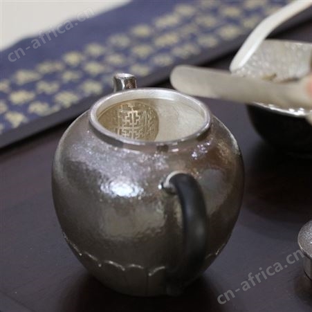 紫皮泡茶小银壶999纯银功夫茶具纯手工中式高档银器茶壶送礼