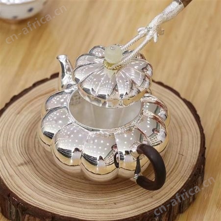 南瓜银壶999纯银泡茶壶全手工功夫茶具套装日本雪花银茶壶高档器