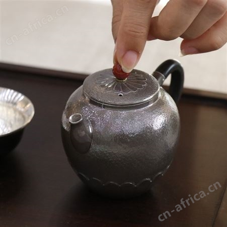 紫皮泡茶小银壶999纯银功夫茶具纯手工中式高档银器茶壶送礼