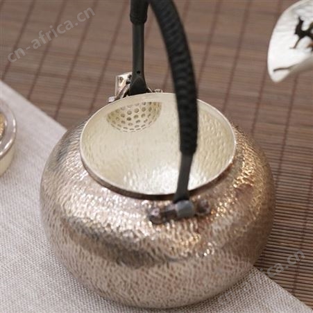 小号提梁烧水银壶999足银功夫银茶具纯手工户外煮茶泡茶壶批发