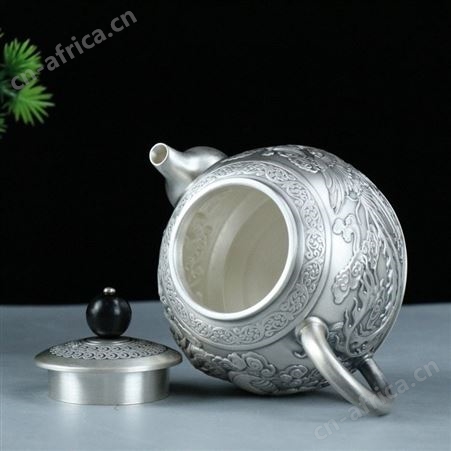 龙凤呈祥999银茶具套装全套烧水煮茶银壶家用功夫银茶器工艺制品