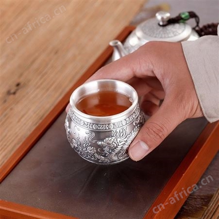 银杯子999纯银主人杯手工双层隔热功夫茶杯子防烫品茗杯茶具