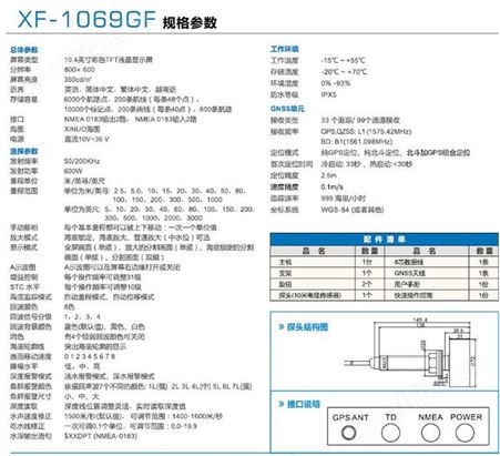 XF-1069GF GPS接收机/海图仪/探鱼器三合一 10.4英寸显示屏带探头
