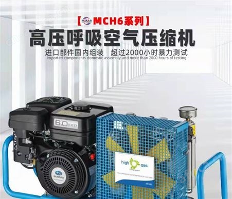 MCH6SH高压呼吸空气压缩机 呼吸器填充泵 充气泵 汽油机发动机