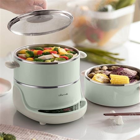 小熊电蒸锅家用小型DZG-D40D2多功能迷你电火锅双层304不锈钢蒸笼