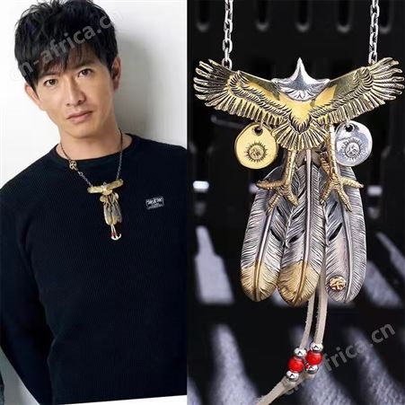 意轩老鹰羽毛项链女男士太角链套链毛衣链男厂家直供