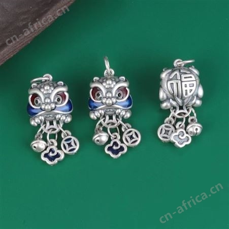 意轩新款吊坠狮子舞狮 复古滴胶滴油工艺流苏坠子厂家直供