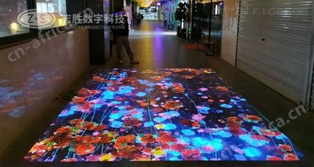 全息裸眼3D投影设备 山水风景枫叶瀑布高清素材 户外景区广场步行街亮化
